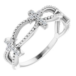 Accented Stackable Cross Ring